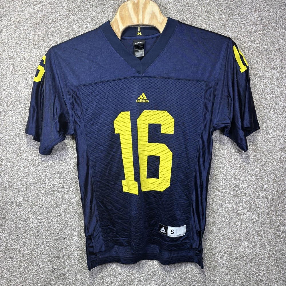 Michigan Wolverines Jersey Mens Small Blue NCAA Football Adidas Number 16